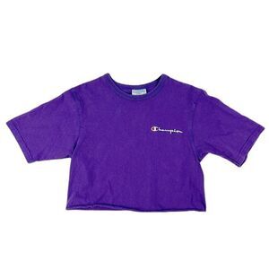 Vintage Champion Purple Cropped T-shirt Size Small